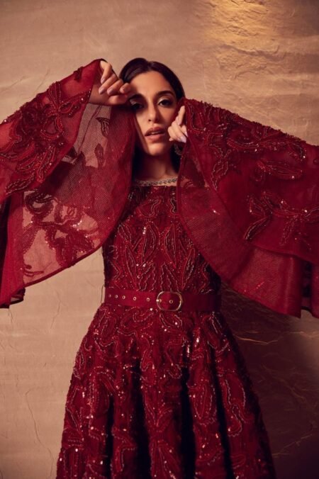 Boning Peplum Red Short Dress Size L