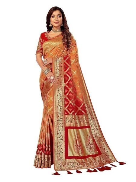 MANOHARI Banarasi Silk Traditional saree with Unstitch Heavy Blouse Piece