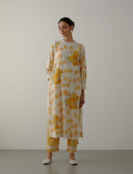 Yellow Nicole Bouquet Rib Tunic